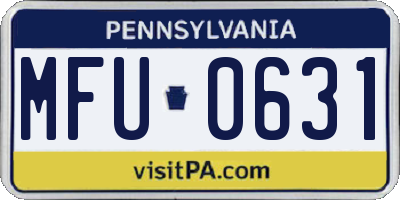 PA license plate MFU0631