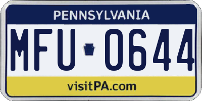 PA license plate MFU0644