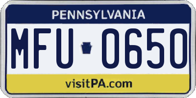 PA license plate MFU0650