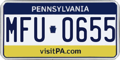 PA license plate MFU0655