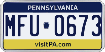 PA license plate MFU0673