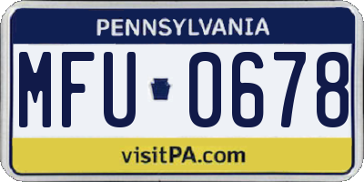 PA license plate MFU0678
