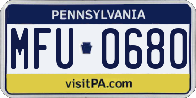 PA license plate MFU0680