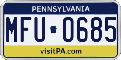 PA license plate MFU0685