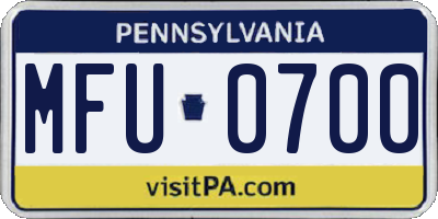PA license plate MFU0700