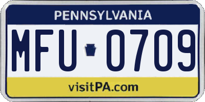PA license plate MFU0709