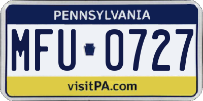 PA license plate MFU0727