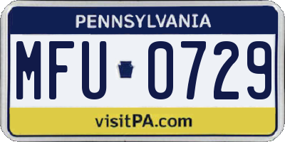 PA license plate MFU0729