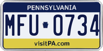 PA license plate MFU0734