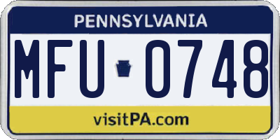 PA license plate MFU0748