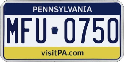 PA license plate MFU0750
