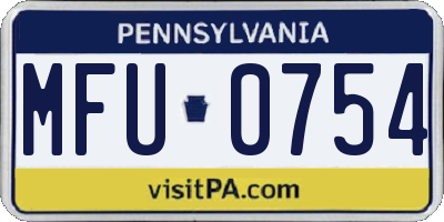 PA license plate MFU0754