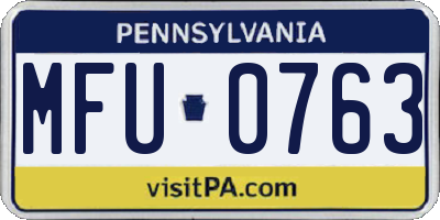 PA license plate MFU0763