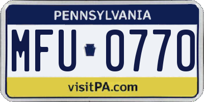 PA license plate MFU0770