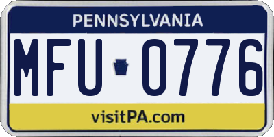 PA license plate MFU0776