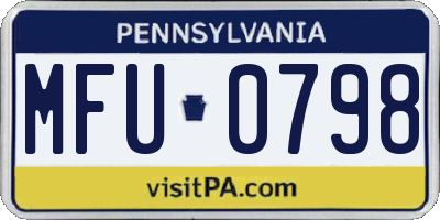 PA license plate MFU0798