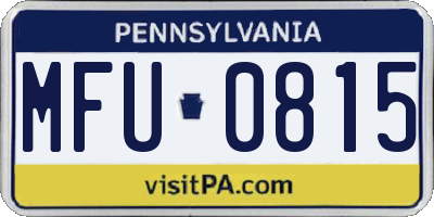 PA license plate MFU0815