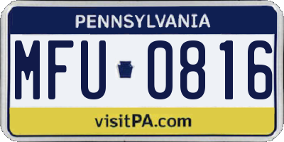 PA license plate MFU0816