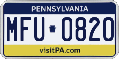 PA license plate MFU0820