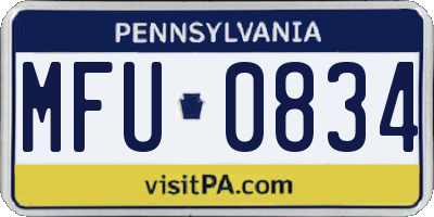 PA license plate MFU0834