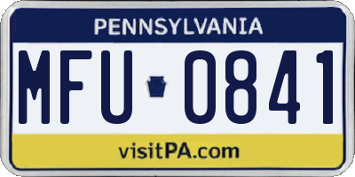 PA license plate MFU0841