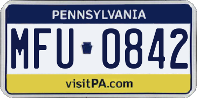 PA license plate MFU0842