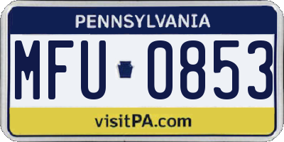 PA license plate MFU0853