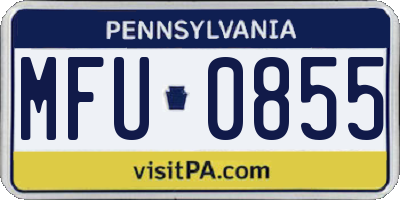 PA license plate MFU0855