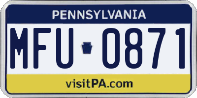 PA license plate MFU0871