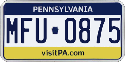 PA license plate MFU0875