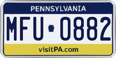 PA license plate MFU0882