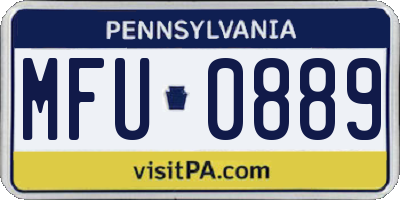 PA license plate MFU0889