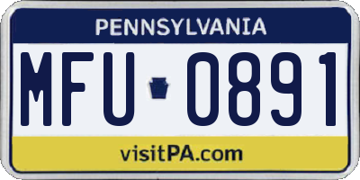 PA license plate MFU0891