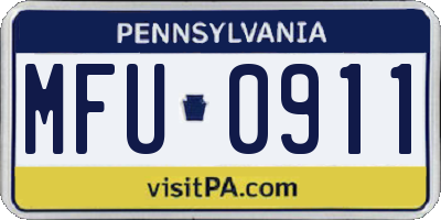PA license plate MFU0911