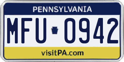 PA license plate MFU0942