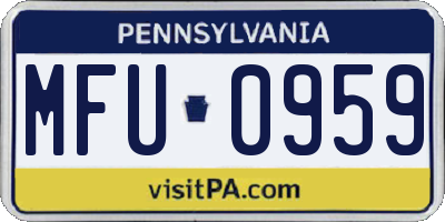 PA license plate MFU0959