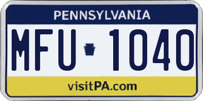 PA license plate MFU1040