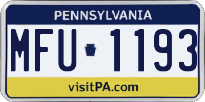 PA license plate MFU1193