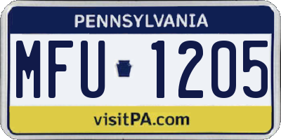 PA license plate MFU1205