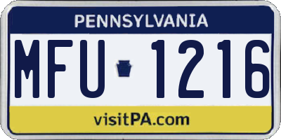 PA license plate MFU1216