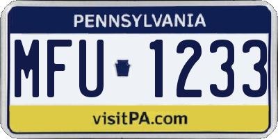 PA license plate MFU1233