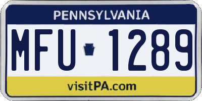 PA license plate MFU1289
