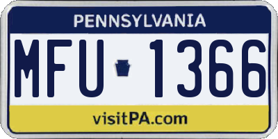 PA license plate MFU1366