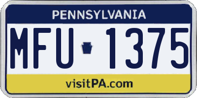PA license plate MFU1375