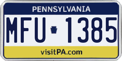 PA license plate MFU1385