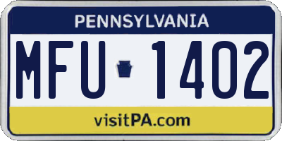 PA license plate MFU1402