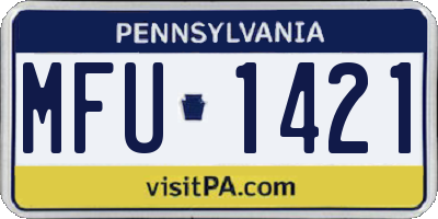 PA license plate MFU1421