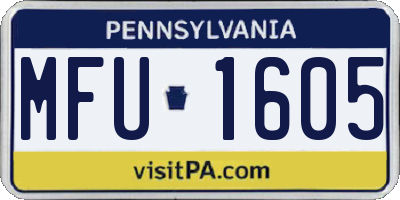 PA license plate MFU1605