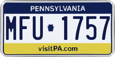 PA license plate MFU1757