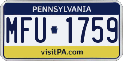 PA license plate MFU1759